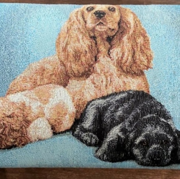 Vintage Footstool Needlepoint Cocker Spaniels- Brass Legs - Picture 6 of 6